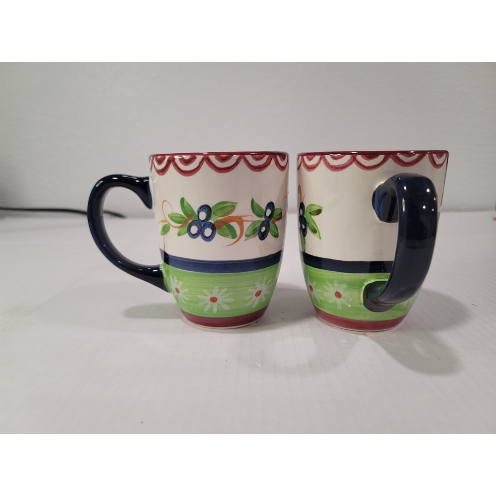 Pfaltzgraff Somersby Coffee Mugs Set of 2 Blueberry Floral Stoneware Replacement